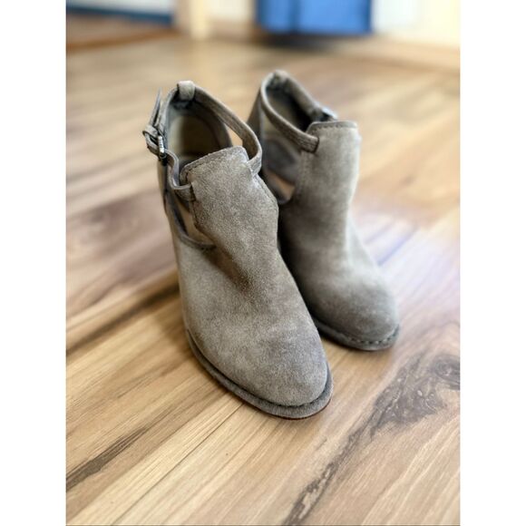 Frye Womens Gray Suede Stacked Block Heel Margaret Shootie Mary Jane Boots Size - Picture 11 of 13